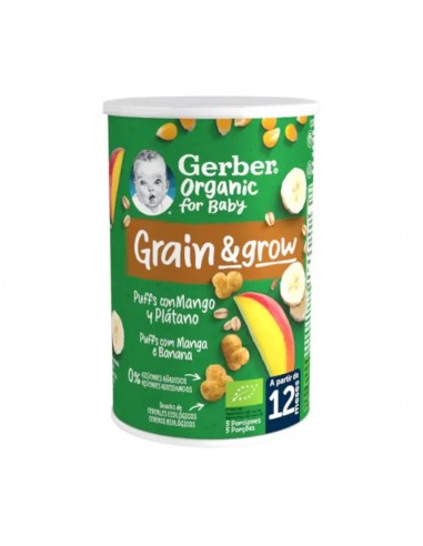 Gerber Organic Snacks Puffs Cereales Mango y Plátano 35 g