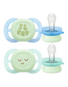 Avent Ultra Start Chupete Silicona Nocturno Dibujo Niño 0-2 meses 2 unidades