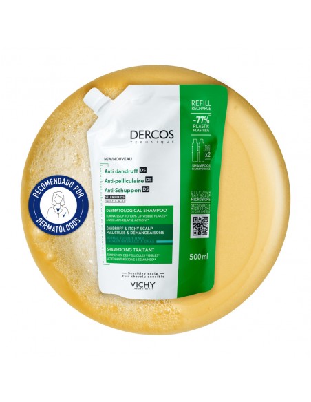 Vichy Dercos Technique Ecorefill Champú Anticaspa DS-Cabello Normal o Graso 390 ml