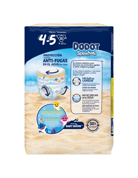 Dodot Splashers pañal bañador Talla 4/5 9-15kg 11 unidades