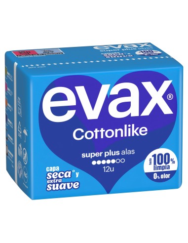 Evax Cottonlike Super Plus con Alas 12 unidades
