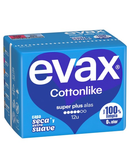 Evax Cottonlike Super Plus con Alas 12 unidades