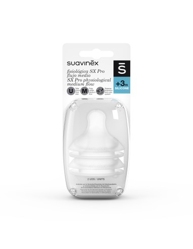 Suavinex Tetina Biberón SX Pro Flujo Medio M de Silicona 2 unidades