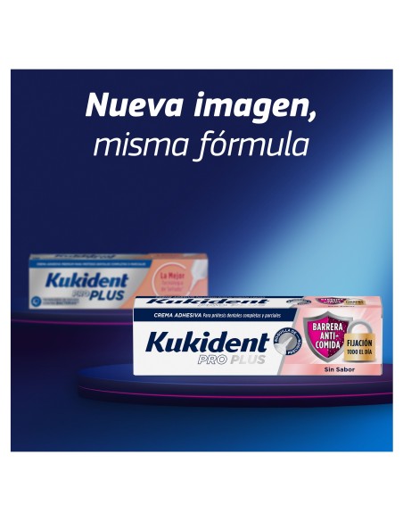 Kukident Adhesivo para prótesis dentales Pro Plus Barrera Anti-Comida 40g