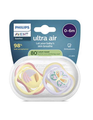 Avent Pacifier Ultra Air Chupete Silicona Rosa 0-2 meses 2 unidades