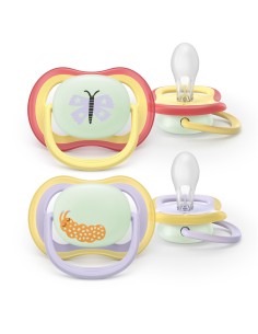 Avent Pacifier Ultra Air Nighttime Chupete Silicona Niña 0-6 meses 2 unidades