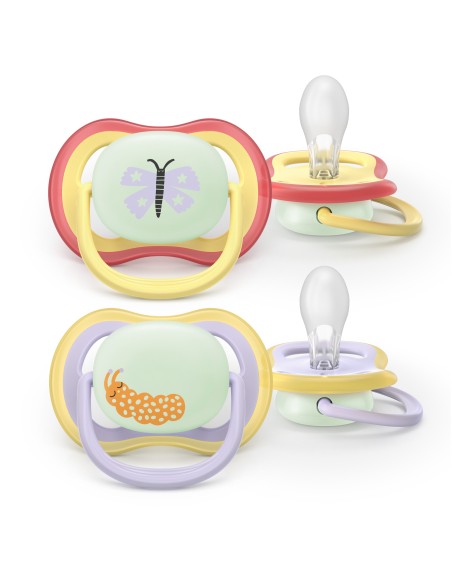 Avent Pacifier Ultra Air Nighttime Chupete Silicona Niña 0-6 meses 2 unidades