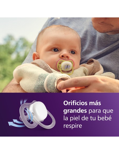 Avent Pacifier Ultra Air Nighttime Chupete Silicona Niña 0-6 meses 2 unidades