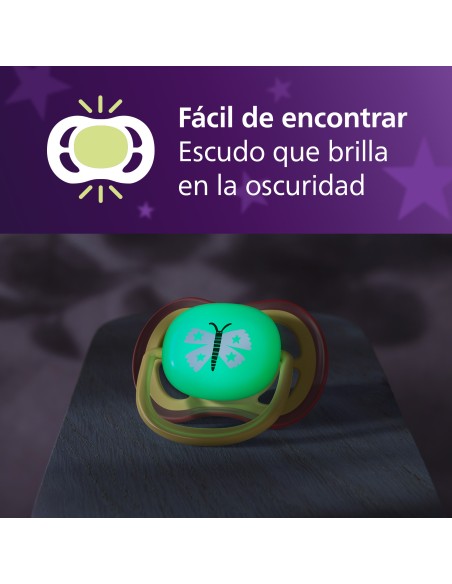 Avent Pacifier Ultra Air Nighttime Chupete Silicona Niña 0-6 meses 2 unidades