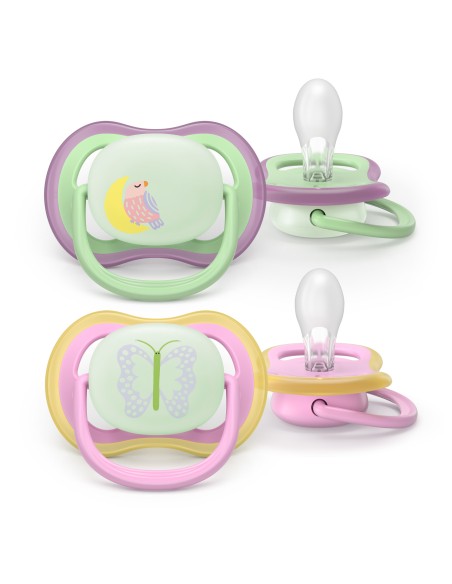 Avent Pacifier Ultra Air Nighttime Chupete Silicona Niña 6-18 meses 2 unidades