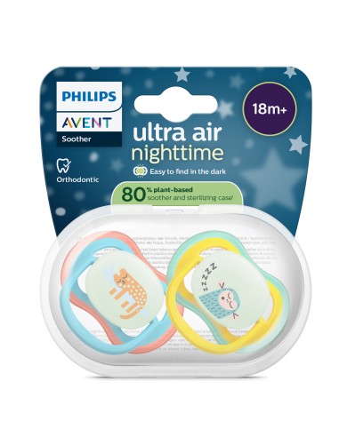 Avent Pacifier Ultra Air Nighttime Chupete Silicona Niño +18 meses 2 unidades