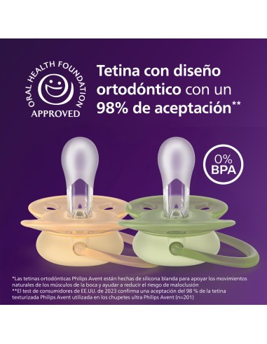 Avent Pacifier Ultra Soft Chupete Silicona Neutral 6-18 meses 2 unidades