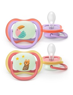 Avent Pacifier Ultra Air Nighttime Chupete Silicona Niña +18 meses 2 unidades