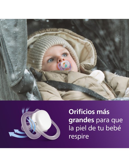 Avent Pacifier Ultra Air Nighttime Chupete Silicona Niña +18 meses 2 unidades