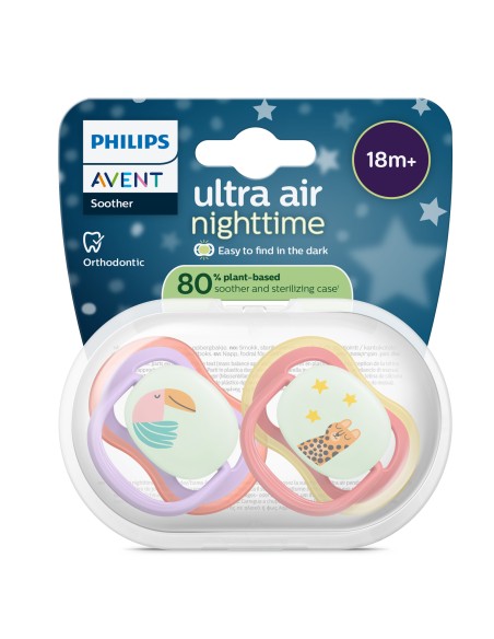 Avent Pacifier Ultra Air Nighttime Chupete Silicona Niña +18 meses 2 unidades