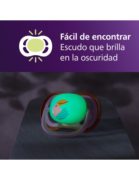 Avent Pacifier Ultra Air Nighttime Chupete Silicona Niña +18 meses 2 unidades
