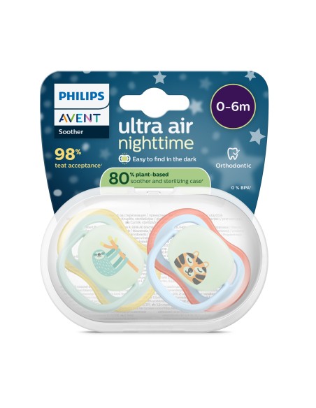 Avent Pacifier Ultra Air Nighttime Chupete Silicona Niño 0-6 meses 2 unidades