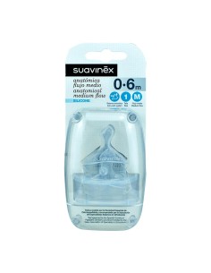 Suavinex Tetina Flujo Medio Silicona +6M 2 unidades