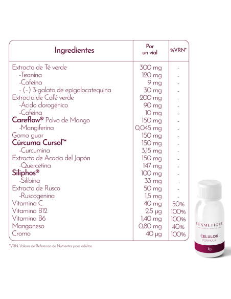 Luxmetique Fórmula Celulox 15 viales 30 ml Nutricosmético