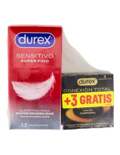 Durex Preservativos Sensitive SF 12 unidades + Preservativos Conexión Total 3 unidades