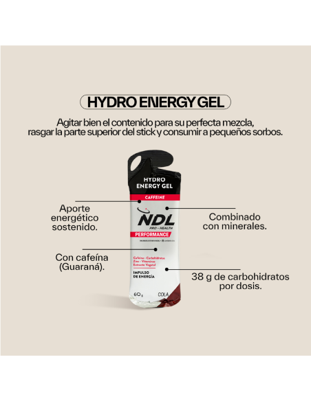 NDL Pro-Health Hydro Energy Gel Cola Con Cafeina 60g