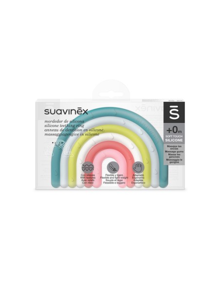 Suavinex Mordedor Arcoiris de Silicona Etapa 1 para el Desarrollo y Alivio de Encías