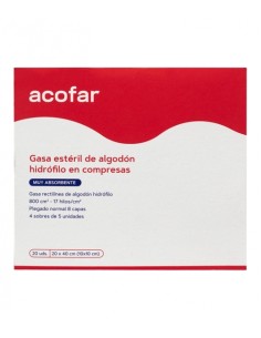 Acofar Gasa Estéril Algodón 20x40 20 unidades