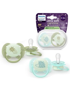 Philips Avent Chupetes Ultra Soft  Nocturno 0-6M Azul 2 unidades
