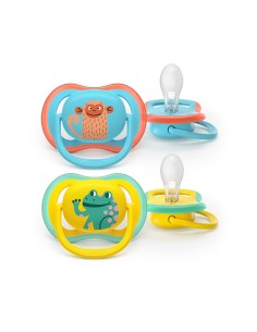 Avent Ultra Air Chupete Silicona Nocturno Decorado 18M+ Azul 2 unidades