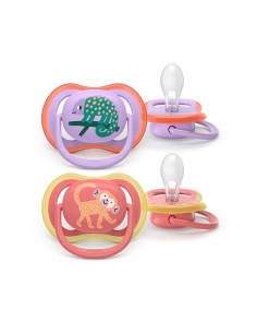 Avent Ultra Air Chupete Silicona Nocturno Decorado 18M+ Rosa 2 unidades