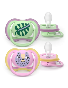 Avent Ultra Air Chupete Silicona Decorado 6-18M Rosa 2 unidades