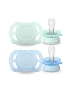 Avent Ultra Start Chupete Liso de Silicona Azul 0-2M 2 unidades