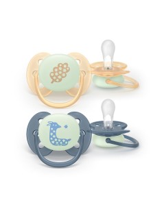 Avent Chupete Ultra Soft Nocturno 6-18M Azul 2 unidades