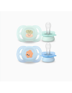 Avent Ultra Start Chupete de Silicona Decorado 0-2M Azul 2 unidades