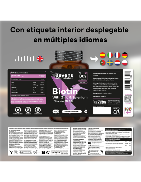 Sevens Nutrition Biotina 365 comprimidos