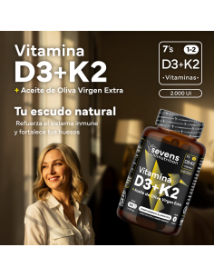 Sevens Nutrition Vitamina D3 K2 180 perlas 2