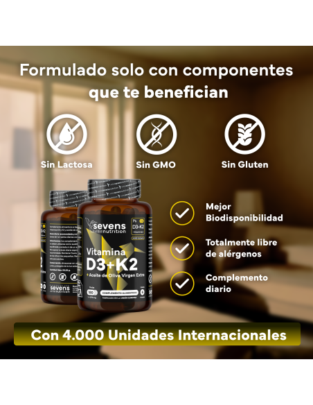 Sevens Nutrition Vitamina D3 K2 180 perlas