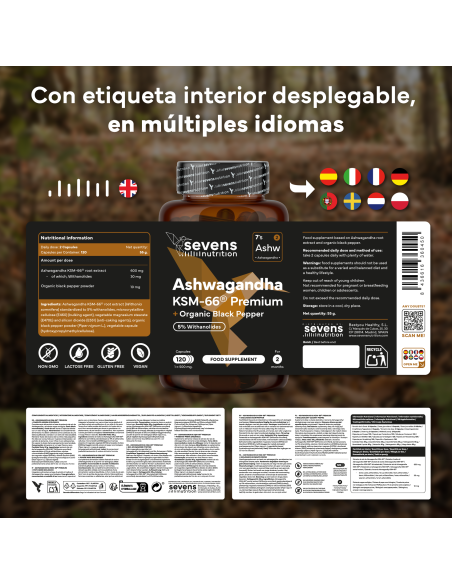 Sevens Nutrition Ashwagandha KSM-66 120 cápsulas
