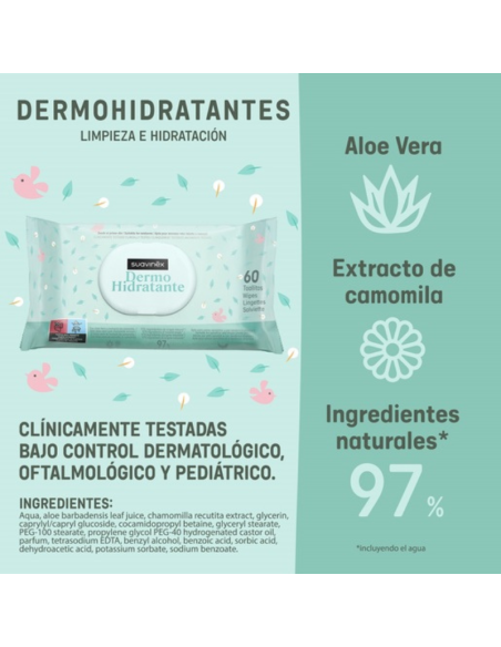 Suavinex Toallitas Dermohidratantes con Aloe Vera y Camomila Pack 60x3