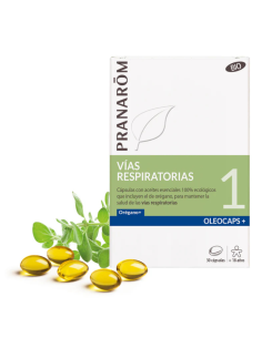 Pranarom Oleocaps 1 Vías Respiratorias con Aceite Esencial de Orégano para el Confort y la Protección de las Vías Altas