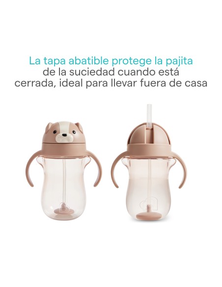 Munchkin Taza Antiderrame Con Pajita Marrón 296ml