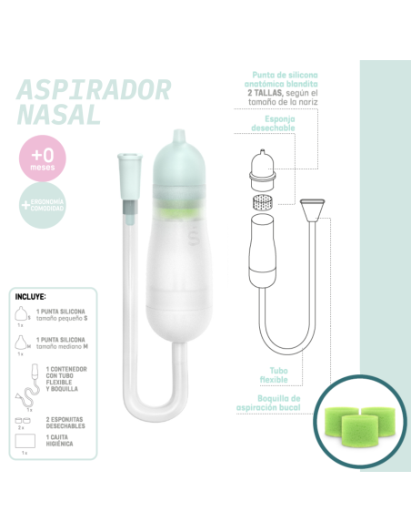 Suavinex Aspirador Nasal de Silicona Flexible Anatómico +0 Meses