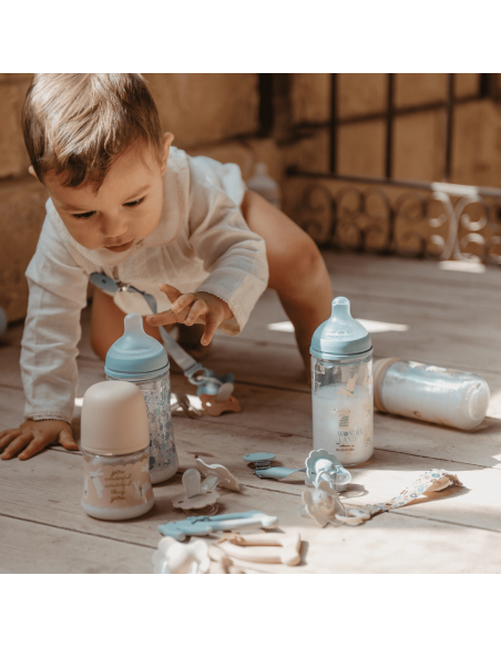 Suavinex Biberón boca ancha Tetina 3 Posiciones Cristal 240 ml